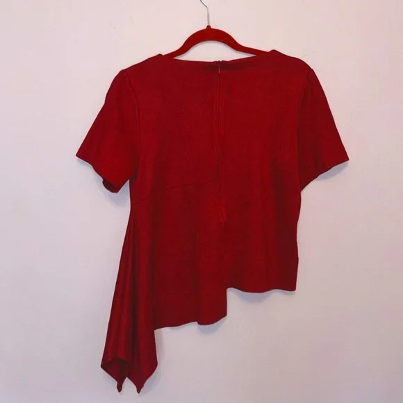 Gracia Red Asymmetrical Women's Top - Picture 3 of 4